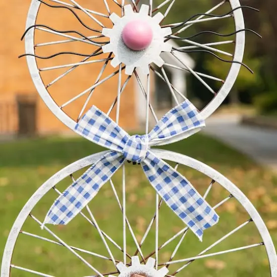 Glitzhome&reg; 38" Easter Wheel Bunny Metal D&eacute;cor {7}