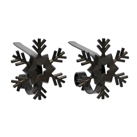 Haute Decor Matte Black Original MantleClips with Snowflake Icon, 2ct. {1}