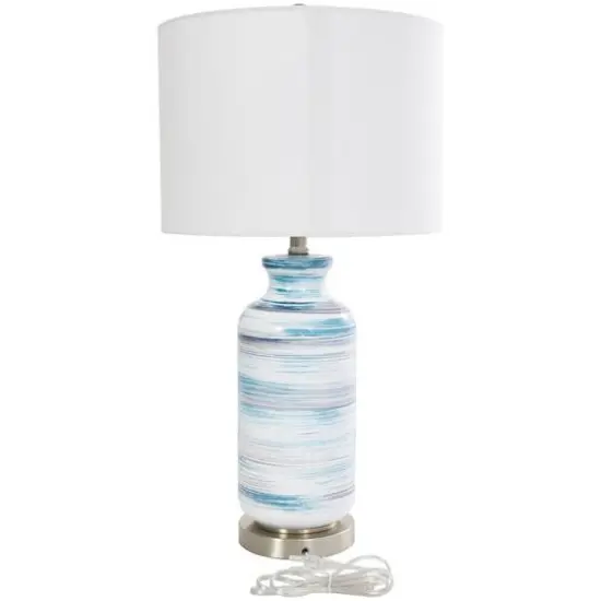 2ft. Contemporary Blue Glass Accent Lamp {10}
