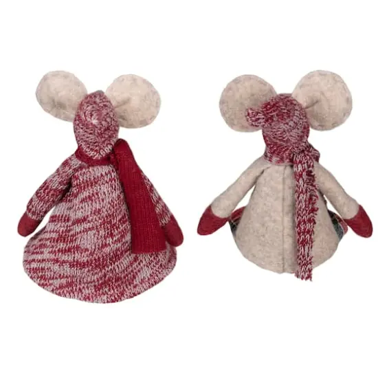 17" Boy & Girl Sitting Plush Christmas Mice Figure Set {5}
