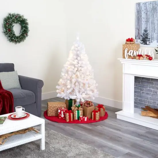 5ft. Pre-Lit White Artificial Christmas Tree, Clear LED Lights {6}