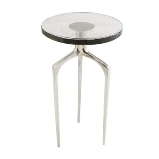 22" Accent Table with Textured Glass Tabletop Silver {1}