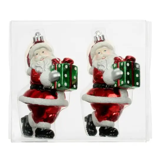 2 Pack 3" Classic Santa with Gift Shatterproof Ornaments by Ashland® {3}