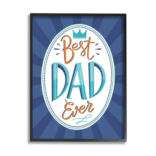 Stupell Industries Best Dad Ever Striped Phrase Framed Giclee Art Black {1}