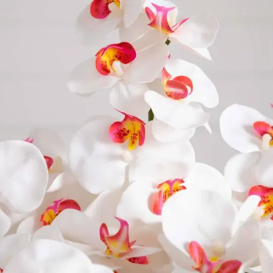 3.5ft. White Orchid Arrangement in Patina Metal Planter with Stand {8}