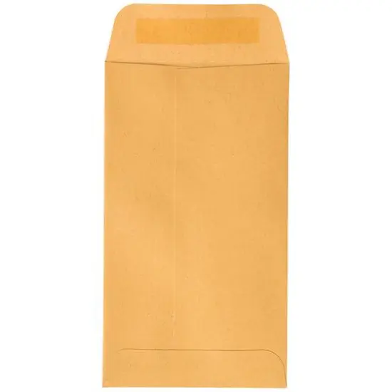 JAM Paper 3.125" x 5.5" Brown Kraft Coin Business Peel & Seal Closure Envelopes {5}