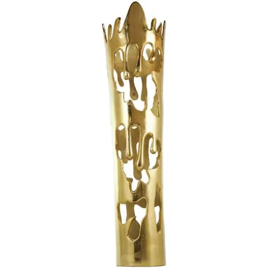 31" Gold Aluminum Drip Vase with Melting Designed Body {4}