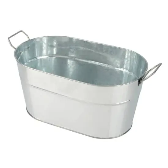 12" Silver Oval Metal Bucket by Celebrate It&trade; {3}