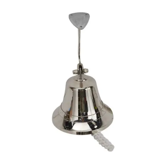8" Silver Titanic Nautical Bell Wall Accent with Rope Pull {6}