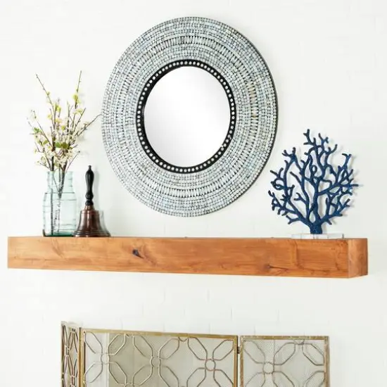 32" Blue Wood Coastal Wall Mirror {7}