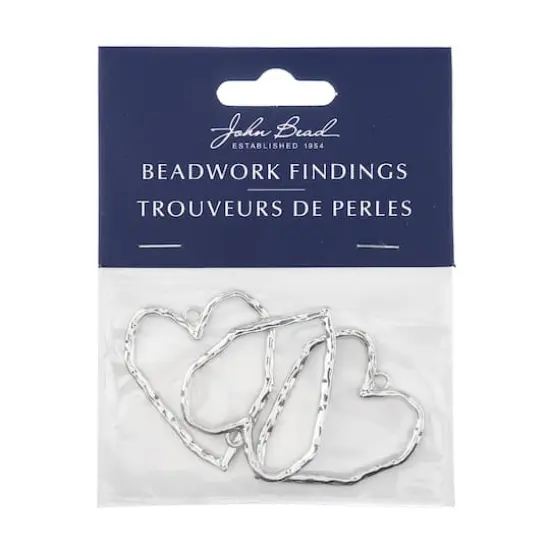John Bead Silver Organic Heart Pendants, 3ct. {3}