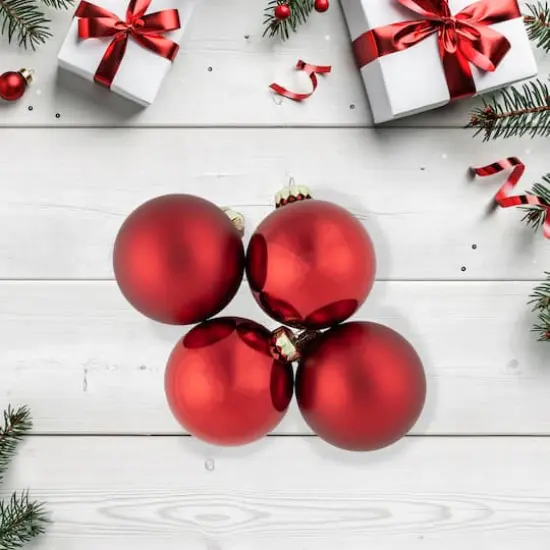 96ct. Shiny & Matte Red Glass Ball Ornaments {4}
