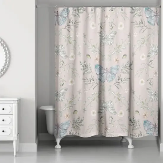 Butterfly Pattern Shower Curtain Blush {3}