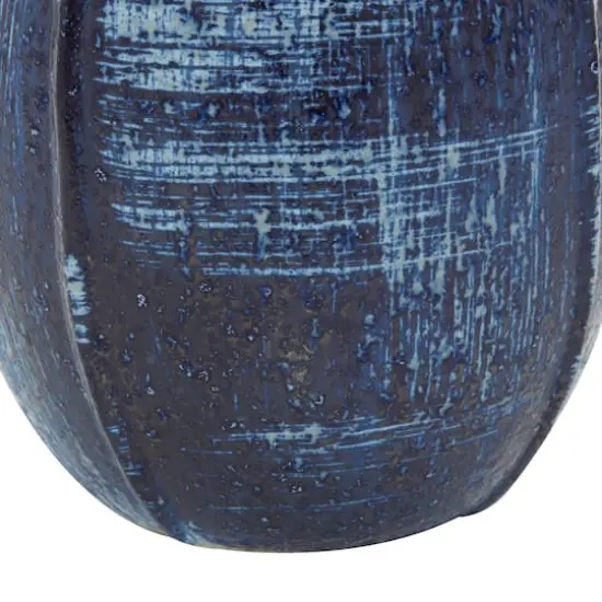Blue Ceramic Contemporary Vase, 9" x 6" x 6" {5}