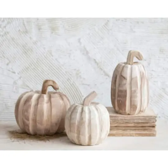Hello Honey&reg; 5" Hand-Carved Paulownia Wood Pumpkin {4}