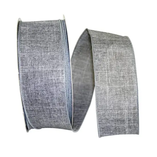 Reliant 2.5" x 50yd. Linen Wired Ribbon Gray {1}