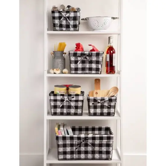 DII&reg; Black & White Checkered Chicken Wire Basket 5 Piece Set {6}