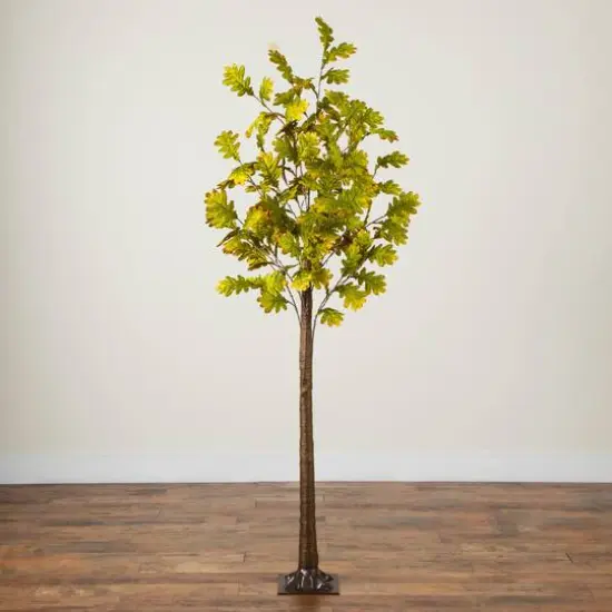 5ft. Pre-Lit Green Autumn Oak Artificial Fall Tree with 200 Warm White LED Lights {8}