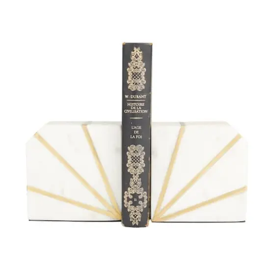 White Glam Abstract Bookends, {1}