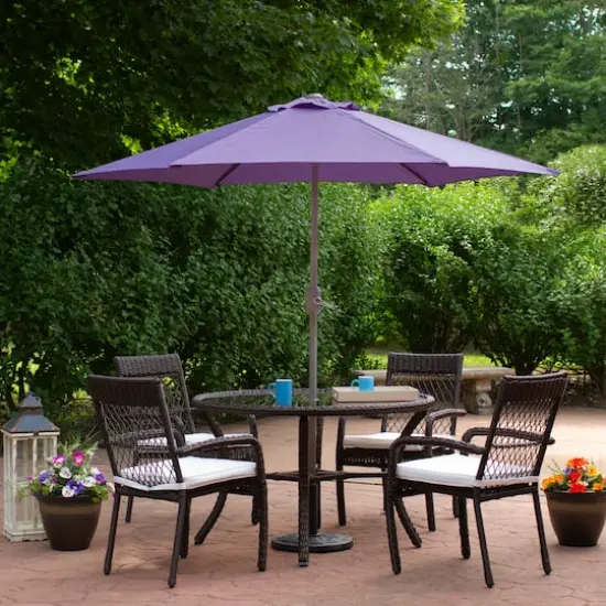 7.5ft. Outdoor Patio Market Umbrella with Hand Crank Purple {3}