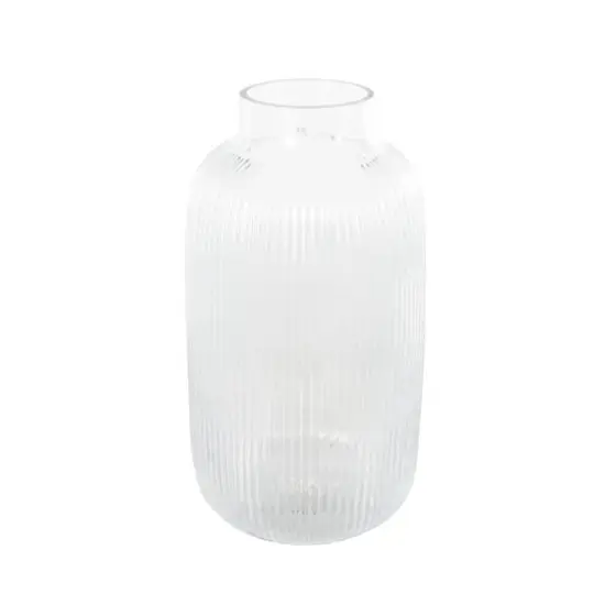14" Clear Glass Ribbed Decorative Vase {7}