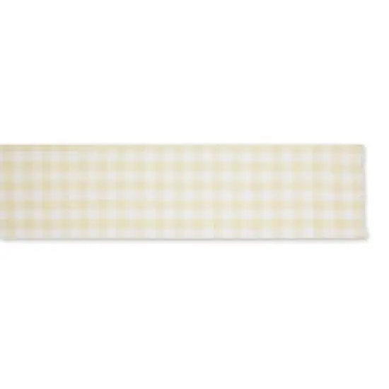 DII&reg; 108" Heavyweight Check Fringed Table Runner Natural {4}