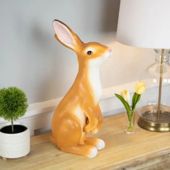 19" Standing Curious Bunny Outdoor Garden Statue {3}