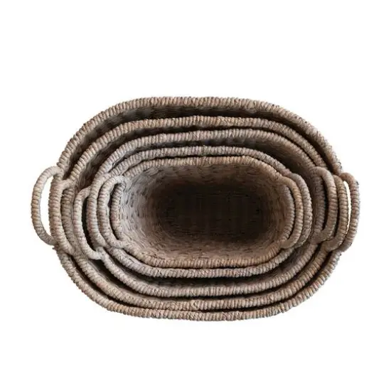 Hello Honey&reg; Multicolor Oval Woven Water Hyacinth & Rattan Dip-Dyed Basket Set {4}