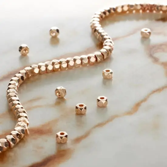Rose Gold Faceted Metal Cube Beads, 3mm by Bead Landing&trade; {3}