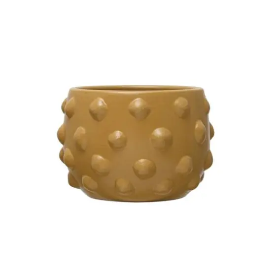 Hello Honey&reg; 6.5" Matte Dijon Terra Cotta Planter with Raised Dots {1}