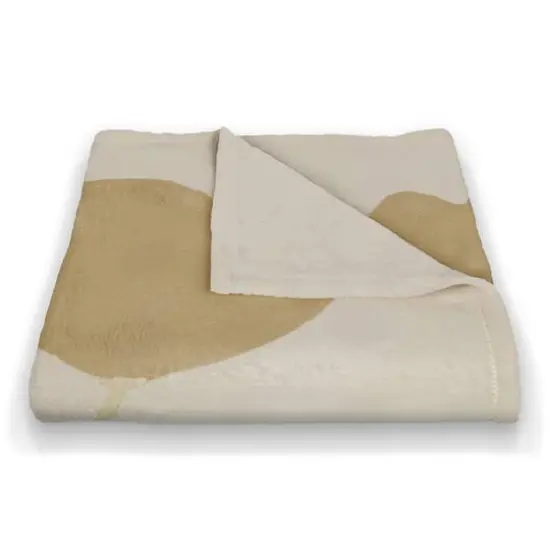 Simple Dusty Yellow Poppies Fleece Throw {3}