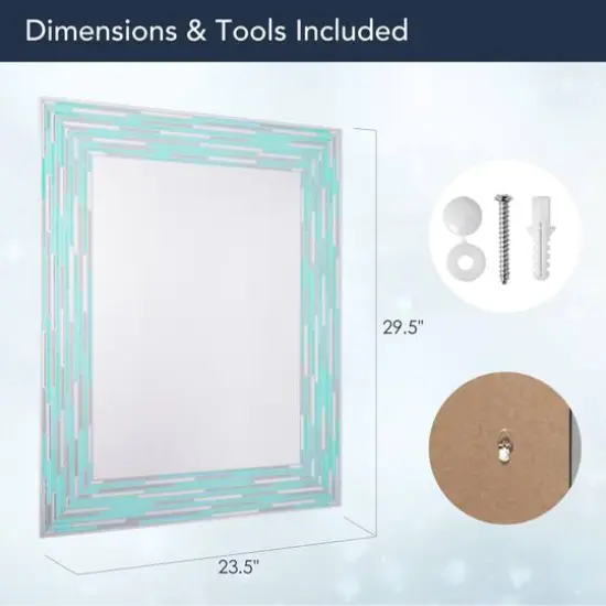 Head West Frameless Reeded Mosaic Printed Wall D&eacute;cor Mirror Blue Sea {9}