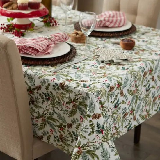 DII&reg; 84" Heritage Holiday Sprigs Printed Tablecloth {5}