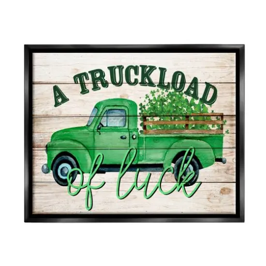 Stupell Industries Truckload Of Luck St Patrick's Day Farmhouse Floater Framed Art Black {1}