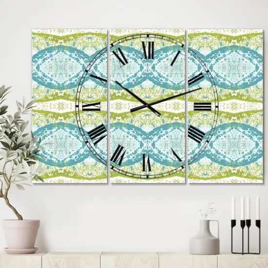 Designart Embossed Teal Pattern IV Multipanel Wall Clock {3}