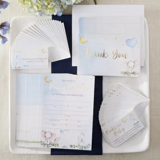 Kate Aspen&reg; Blue Elephant Baby Shower Invitation & Thank You Card Bundle {3}