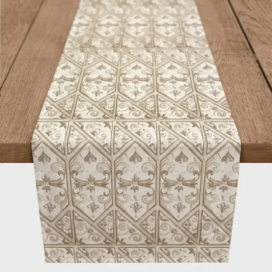 72" Regal Cream Pattern Cotton Twill Runner {1}