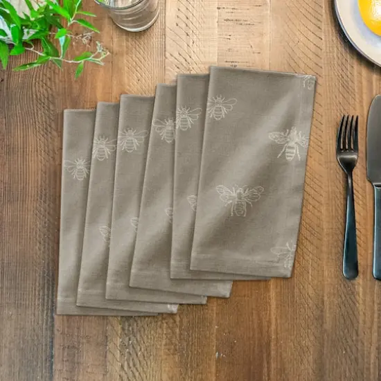 Delicate Bee Pattern Cotton Twill Napkin Brown {4}