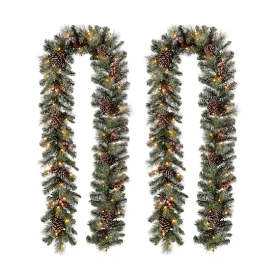 Glitzhome&reg; 9ft. LED Glittered Pinecone Christmas Garlands, 2ct. {1}