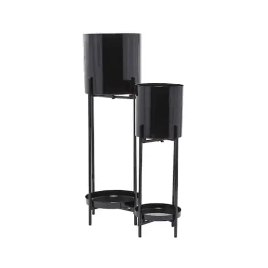 Black Contemporary Planter, Set of 2" 24", 32" {3}