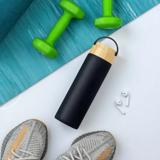 JoyJolt&reg; 20oz. Glass Water Bottle with Carry Strap & Non Slip Silicone Sleeve Black {6}