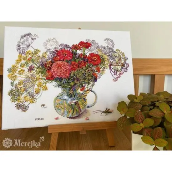 Merejka Zinnia & Dill Counted Cross Stitch Kit {8}