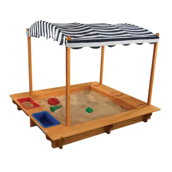 KidKraft Navy & White Outdoor Sandbox with Canopy {1}