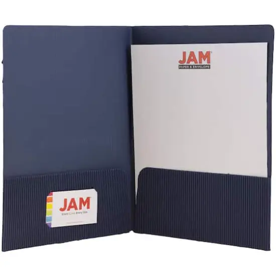 JAM Paper Corrugated Textured 2-Pocket Folders, 6ct. Navy Blue {5}