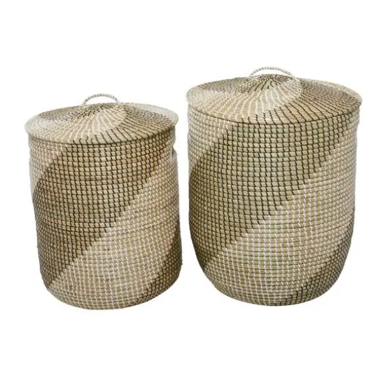 Brown Sea Grass Contemporary Storage Basket Set {3}