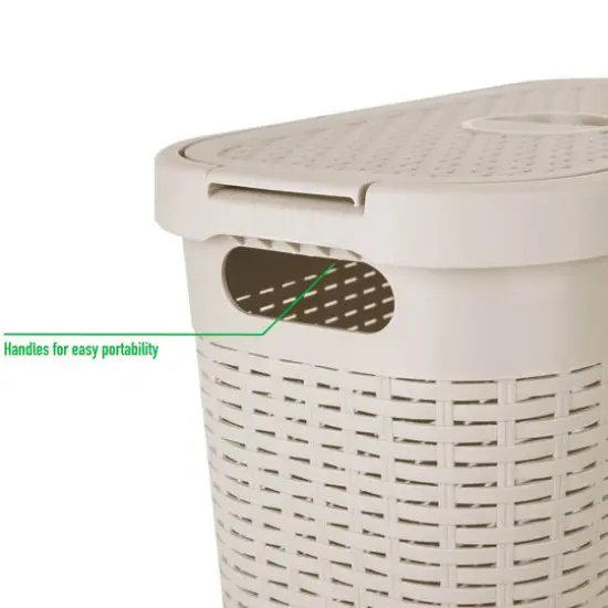 Mind Reader 23.5'' Slim Laundry Hamper with Cutout Handles Ivory {7}