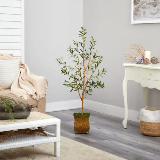 4ft. Olive Artificial Tree in Metal Planter {5}