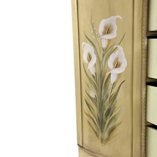4-Drawer Antique Accessory Table with Calla Lily Floral Art {11}