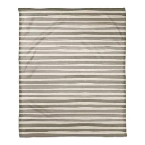 Watercolor Stripes Coral Fleece Blanket Brown/White {1}