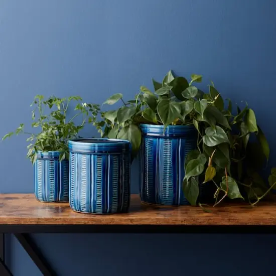 Navy Terra Cotta Pot Set {3}